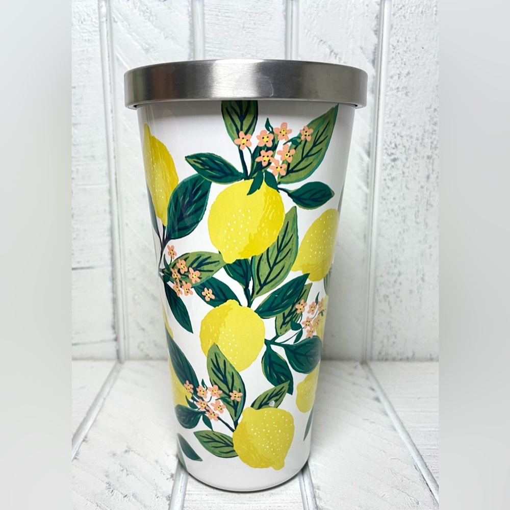 Studio Oh! Lemon Fruit Tumbler W/Lid No Straw Stainless Interior Spring Cup